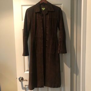 John Carlisle chocolate brown suede coat